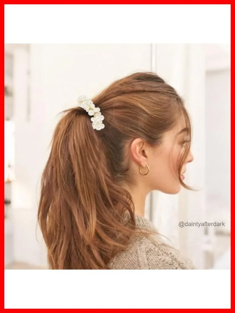 6 Pearl Beaded Hair Scrunchies Decorative Flower Ponytail Holders